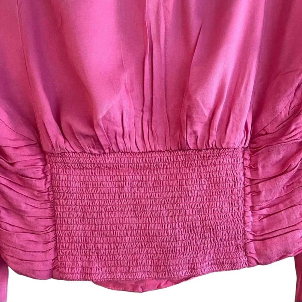 🔆 Free People Pink Ruched Crop Blouse - Size Small NWOT